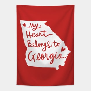 My Heart Belongs To Georgia: State Pride Calligraphy Tapestry