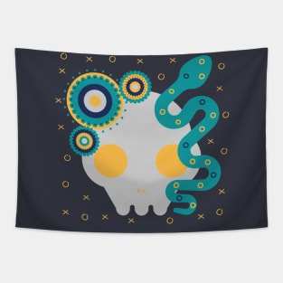 Skull with a snake Tapestry