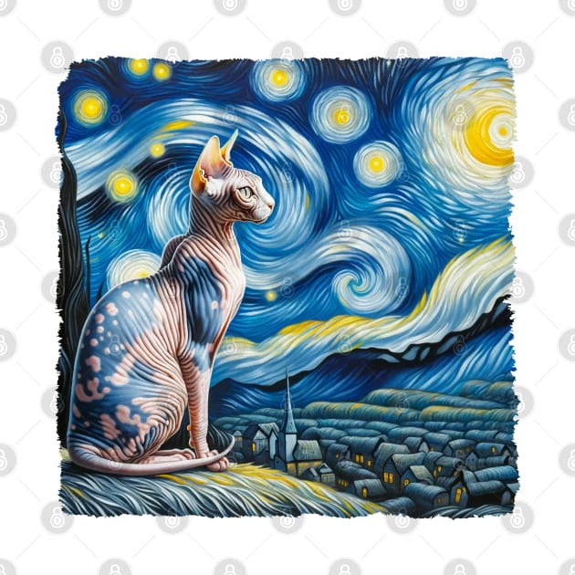 Sphynx Starry Night Inspired - Artistic Cat by starry_night