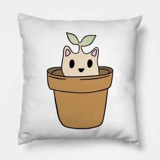 cute cat hiding in a plant pot Pillow