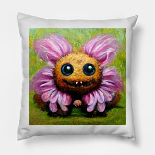 Cute flower monster oil painting Pillow