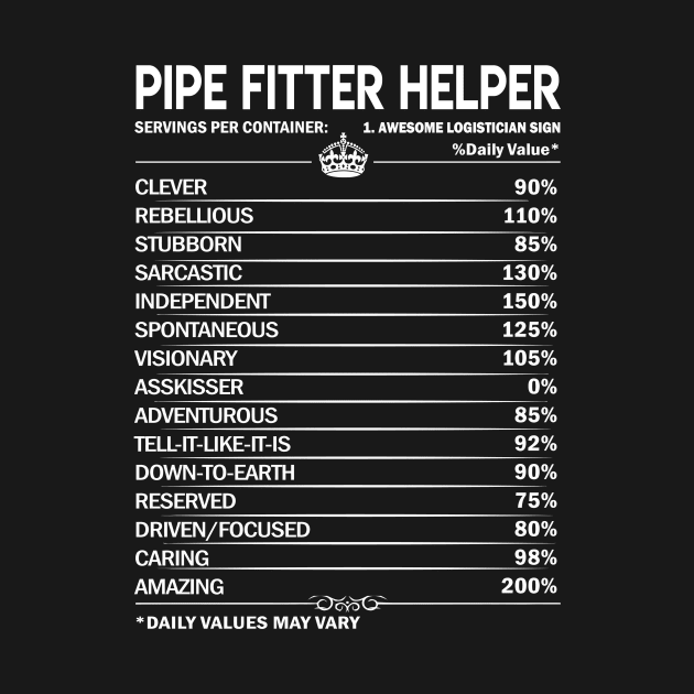 Pipe Fitter Helper T Shirt - Pipe Fitter Helper Factors Daily Gift Item Tee by Jolly358