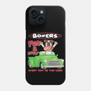 Fun Boxer dog driving classic green truck on Boxer Dog in Green Truck tee Phone Case