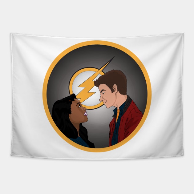 Iris and Barry Allen Gazing Tapestry by leroywhitakerva