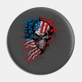 4th of July Skull Pin