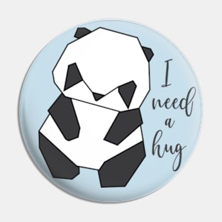 Origami Panda - I Need a Hug Pin