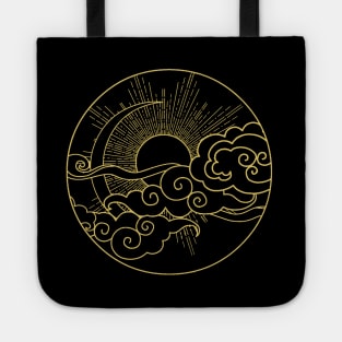 Sun and Moon Design Sky Night Nature Minimalist Circle Tote