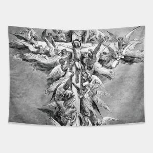 Christ crucified surrounded by angels and archangels Tapestry