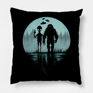 Bigfoot Alien Ufos Pillow