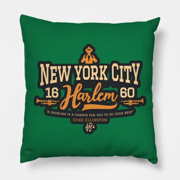 New York Harlem - Harlem Logo - Harlem Manhattan - Duke Ellington Pillow by Boogosh