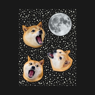 Three Doge Night Howling at the Moon T-Shirt