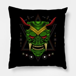 Devil face illustration. head of demon. Pillow