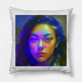 I SEE WHAT YOU DID Weirdcore Glitch Art Portrait Pillow