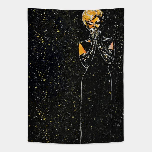 The Black Cape Sitting Tapestry by Svetlana Pelin