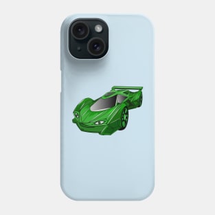 Green sports car with airfoil illustration Phone Case