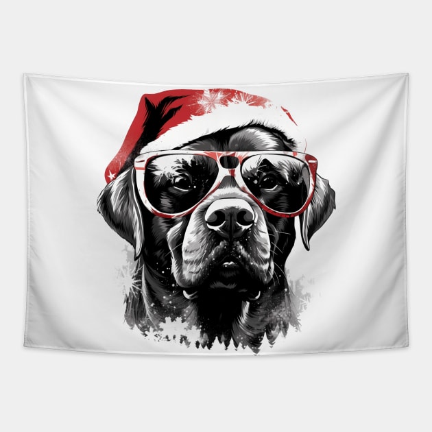 Magical Christmas Labrador in the snow: cute four-legged friend with festive hat Tapestry by MLArtifex