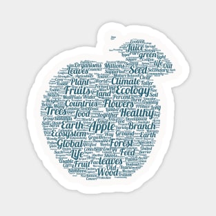 Apple Silhouette Shape Text Word Cloud Magnet