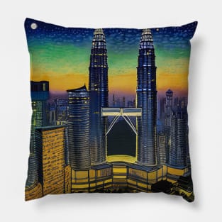 Malaysia, Petronas Twin Towers, impressionism Pillow