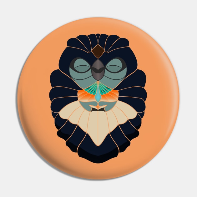 Praying Owl Deep Blue Pin by SunGraphicsLab