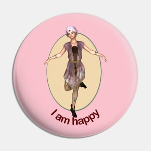 I Am Happy Fairy faerie elf dancing Pin