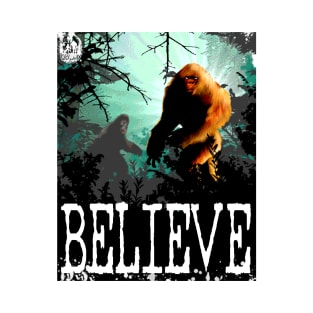 Bigfoot Believe Sasquatch Retro Sci-Fi Vintage Book Cover Cool Forest T-Shirt