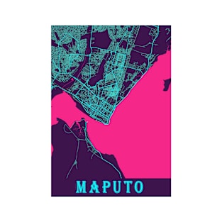 Maputo Neon City Map T-Shirt