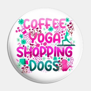 Coffee Yoga Shopping Dogs in Pink-Green Pin