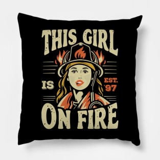 Fierce Firefighter Beauty Girl 97 Pillow