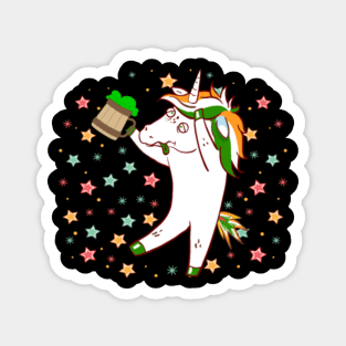 Drunk Unicorn with Beer Funny St Patricks Day Magnet