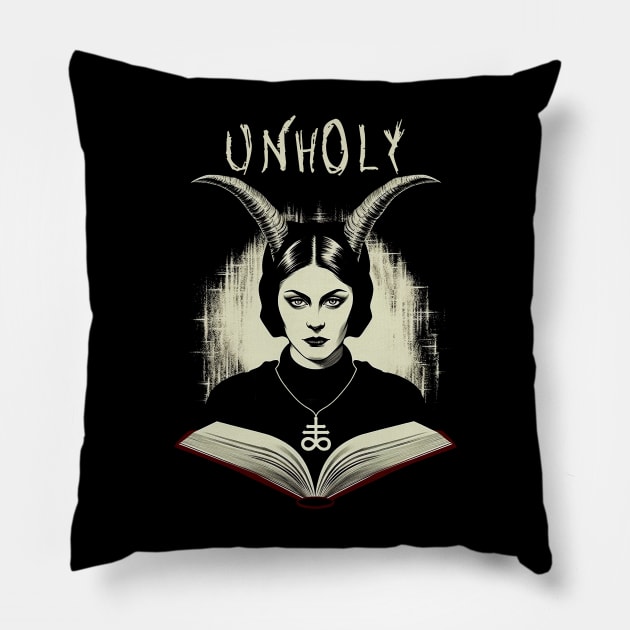 Dark Gothic Horror Unholy Pillow by Tshirt Samurai