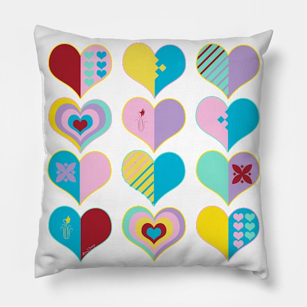 Hearts Pillow by ellenaJ