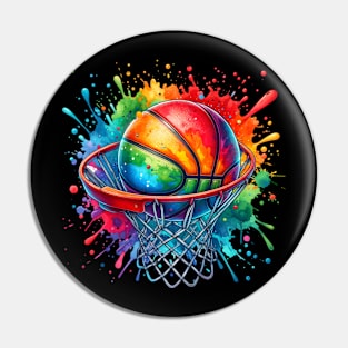 Colorful Basketball Tie Dye Color Splash Hoop Net Slam Dunk Pin