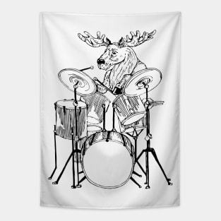 SEEMBO Moose Playing Drums Drummer Drumming Music Fun Band Tapestry