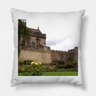 Stirling Castle With Yellow Roses Pillow