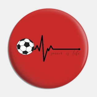 Soccer Heartbeat Soccer is Life Pin