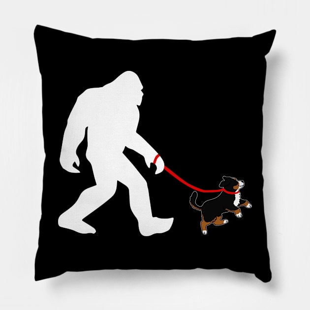 Bigfoot Walking Bernese Mountain Dogs Tee for Dog Devotees Pillow by Beetle Golf