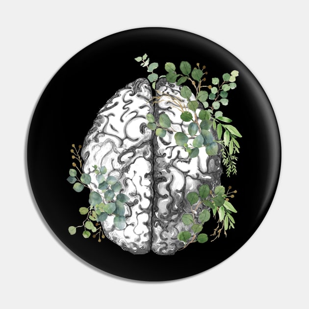 Brain human anatomy,Floral, eucalyptus leaves, mental, watercolor Pin by Collagedream