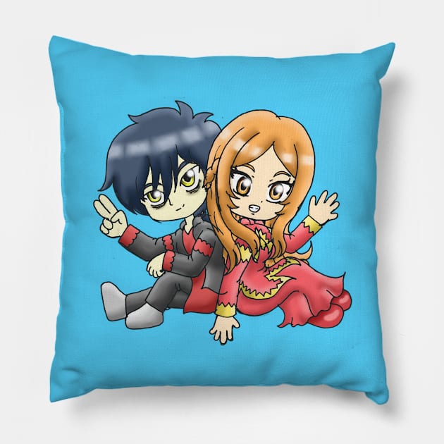 CHIBI ANIME ROME AND JULI Pillow by MIZART