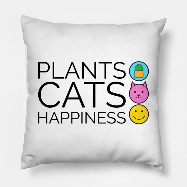 Plants, Cats & Happiness Pillow by Zap Studios