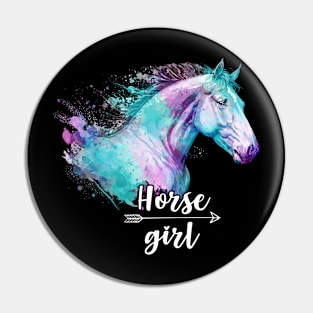 Watercolor Horses Colorful Wild Animal Lover Horse Girl Pin