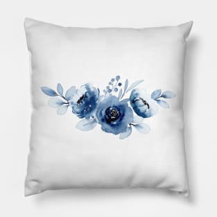 Blue Watercolor Wild Flower Pillow