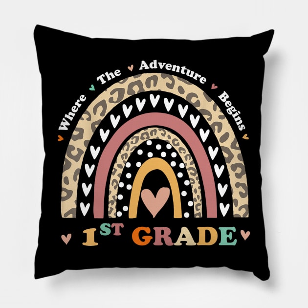 Back To School 1st Grade Where The Adventure Begins Rainbow Pillow by Brodrick Arlette Store