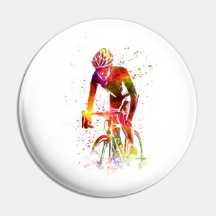 watercolor cycling triathlon Pin