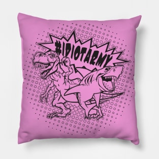 Pink Black and White line art logo Pillow