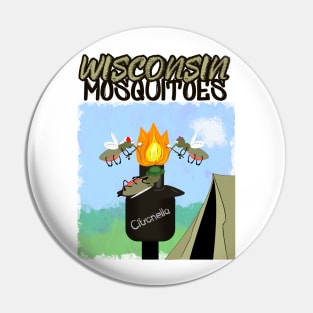 Wisconsin Mosquitoes Cartoon - Camping by Tiki Torch Pin