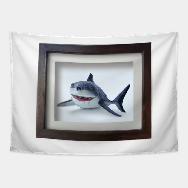 Cute Shark Drawing Tapestry by Play Zoo