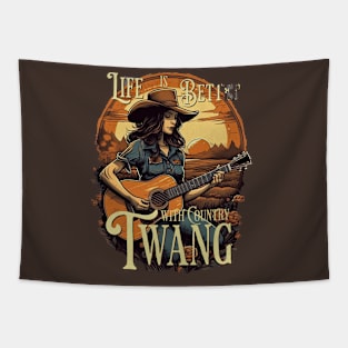 Country Music Vibes - Rustic Guitar & Heartfelt Lyrics Tapestry