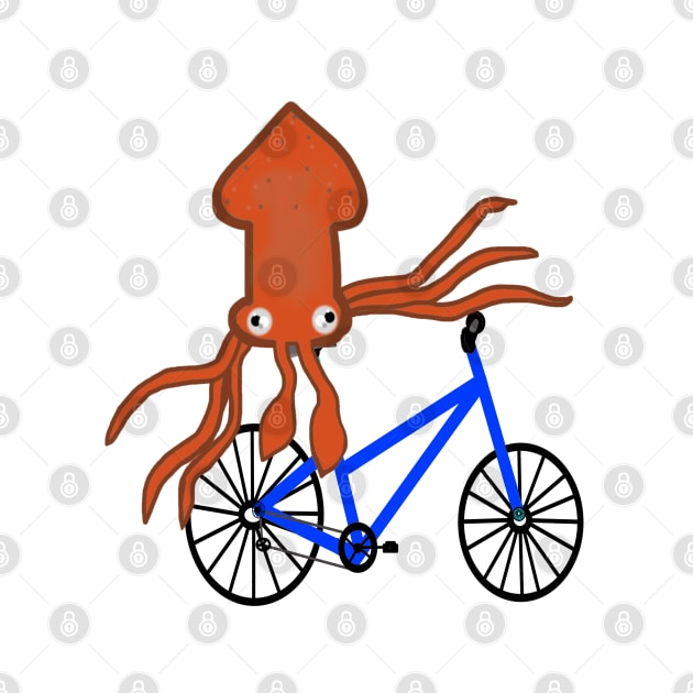 Squid On A Bicycle Blue by CatGirl101