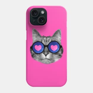 Cat with heart glasses Phone Case