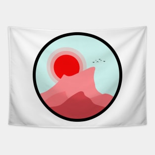 Minimalist Landscape - Pink Mountains Tapestry